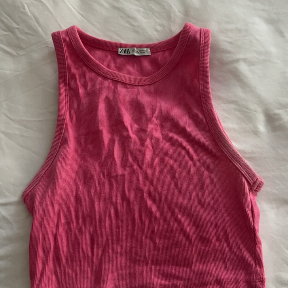 Zara Pink Sleeveless Ribbed Top